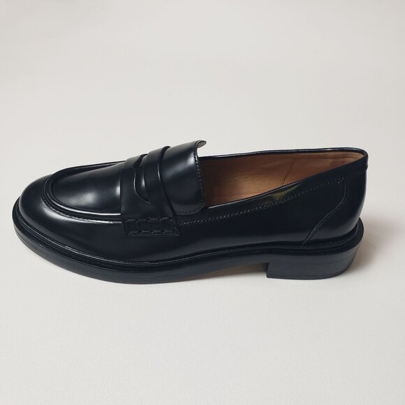 Madewell The Vernon Loafer Women's 8 True Black Polished Leather Slip-On Shoes - Picture 14 of 16